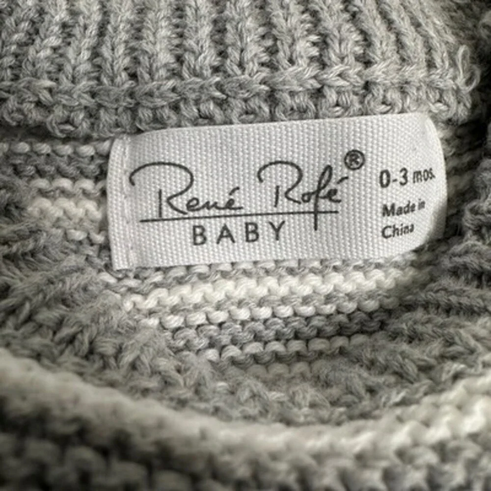 Rene Rofe Baby 2 Piece Knit Sweater and Jogger Set Grey‎ White Bear 0-3 Months
